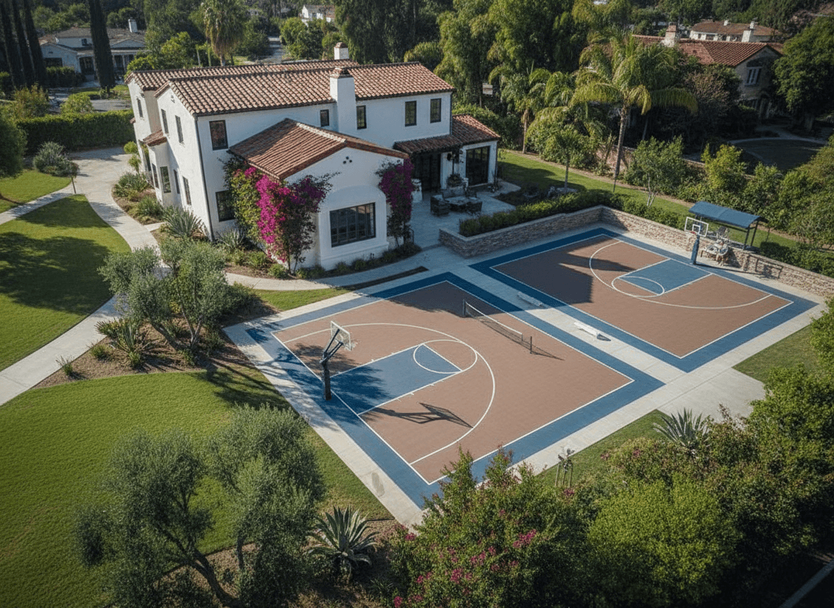 A sports court builder job seen in full