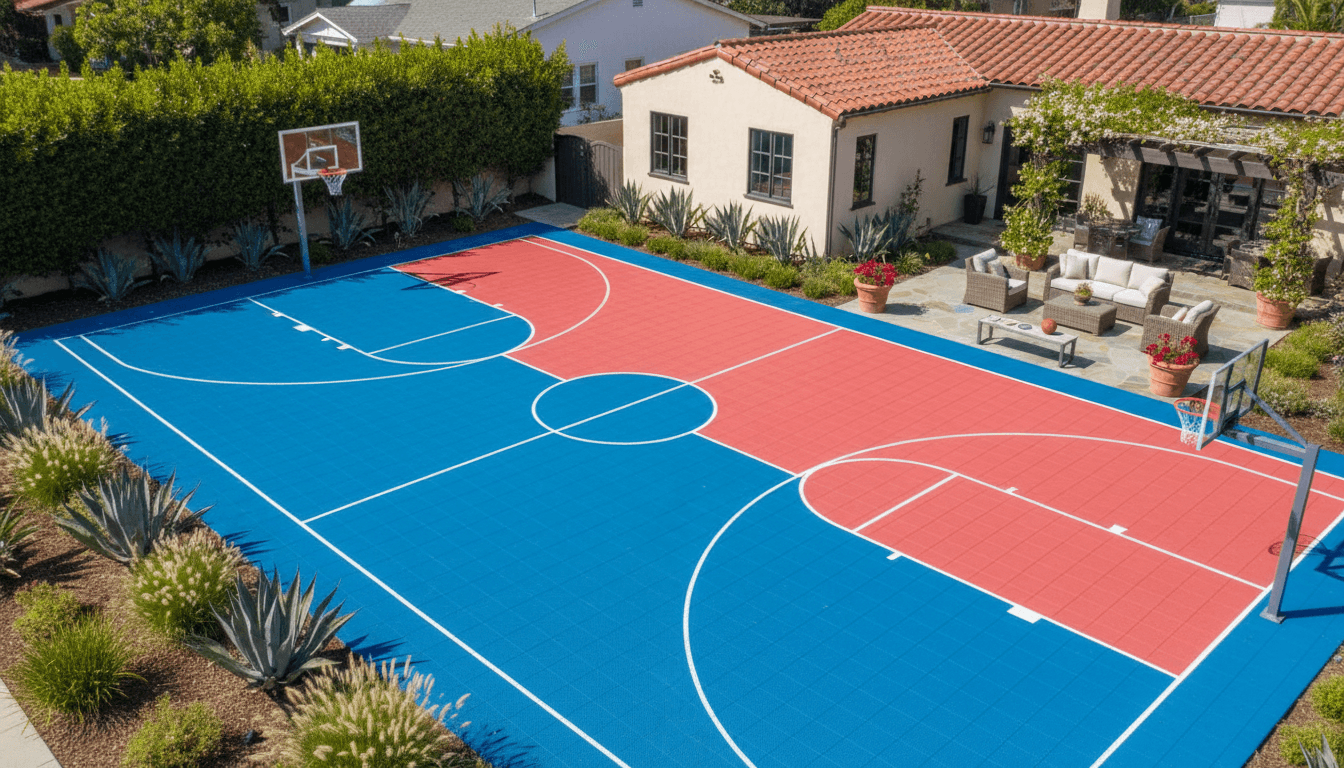 A completed sports court builder job at a house